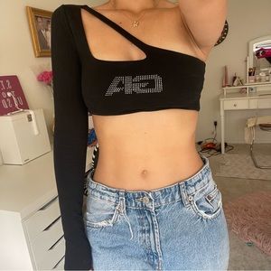 I.AM.GIA One Shoulder Bedazzled Top